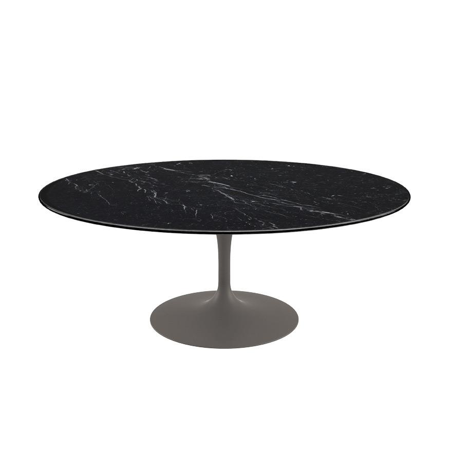 Saarinen Coffee Table - 42” Oval Dining Tables Knoll Grey Nero Marquina marble, Satin finish