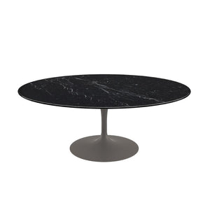 Saarinen Coffee Table - 42” Oval Dining Tables Knoll Grey Nero Marquina marble, Satin finish 
