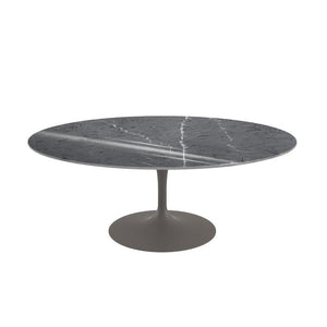 Saarinen Coffee Table - 42” Oval Dining Tables Knoll Grey Grigio Marquina marble, Shiny finish 