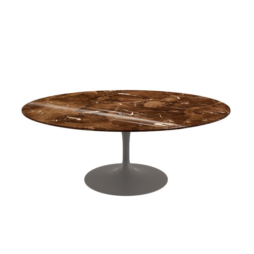 Saarinen Coffee Table - 42” Oval Dining Tables Knoll Grey Espresso marble, Shiny finish
