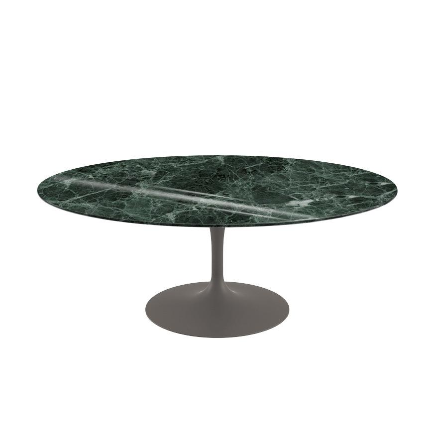 Saarinen Coffee Table - 42” Oval Dining Tables Knoll Grey Verde Alpi marble, Shiny finish