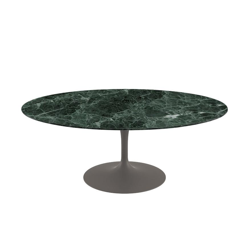 Saarinen Coffee Table - 42” Oval Dining Tables Knoll Grey Verde Alpi marble, Satin finish
