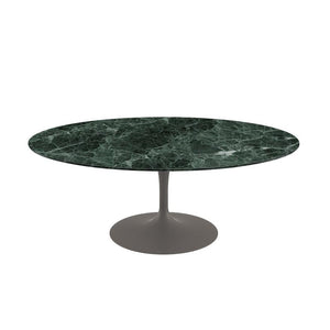 Saarinen Coffee Table - 42” Oval Dining Tables Knoll Grey Verde Alpi marble, Satin finish 