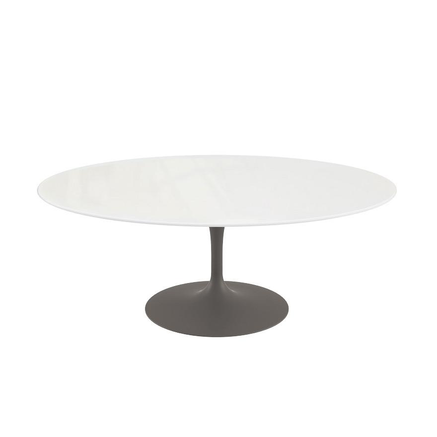 Saarinen Coffee Table - 42” Oval Dining Tables Knoll Grey Vetro Bianco