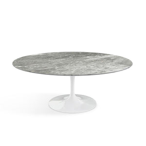 Saarinen Coffee Table - 42” Oval Dining Tables Knoll White Grey marble, Satin finish 