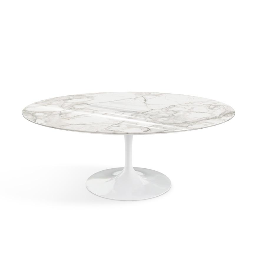 Saarinen Coffee Table - 42” Oval Dining Tables Knoll White Calacatta marble, Shiny finish