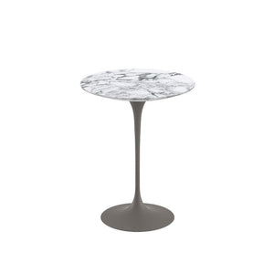 Saarinen Side Table - 16" Round side/end table Knoll Grey Arabescato marble, Satin finish 