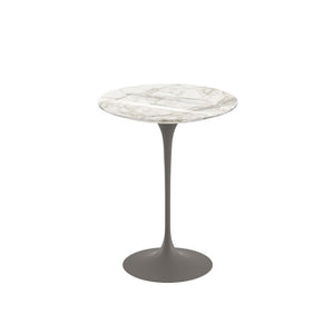 Saarinen Side Table - 16" Round side/end table Knoll Grey Calacatta marble, Shiny finish 