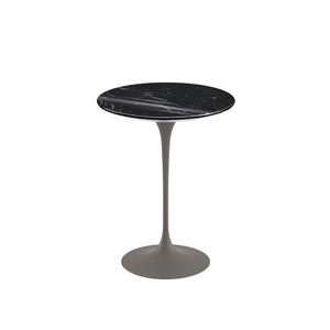 Saarinen Side Table - 16" Round side/end table Knoll Grey Nero Marquina marble, Shiny finish 