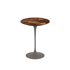 Saarinen Side Table - 16" Round side/end table Knoll Grey Espresso marble, Shiny finish 