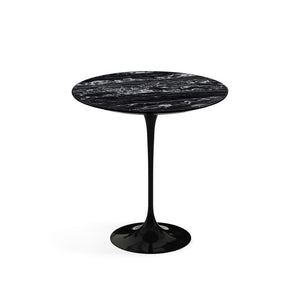 Saarinen Side Table - 20” Round side/end table Knoll Black Portoro marble, Satin finish 