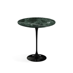 Saarinen Side Table - 20” Round side/end table Knoll Black Verde Alpi marble, Shiny finish 