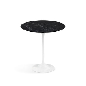 Saarinen Side Table - 20” Round side/end table Knoll White Nero Marquina marble, Satin finish 