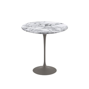 Saarinen Side Table - 20” Round side/end table Knoll Grey Arabescato marble, Satin finish 
