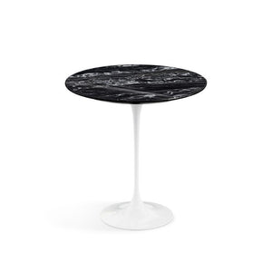 Saarinen Side Table - 20” Round side/end table Knoll White Portoro marble, Shiny finish 