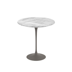 Saarinen Side Table - 20” Round side/end table Knoll Grey Carrara marble, Satin finish 