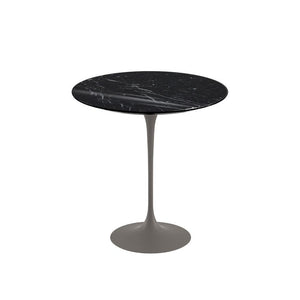 Saarinen Side Table - 20” Round side/end table Knoll Grey Nero Marquina marble, Shiny finish 