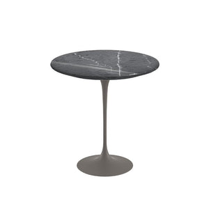 Saarinen Side Table - 20” Round side/end table Knoll Grey Grigio Marquina marble, Shiny finish 
