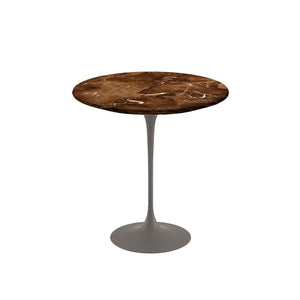 Saarinen Side Table - 20” Round side/end table Knoll Grey Espresso marble, Shiny finish 