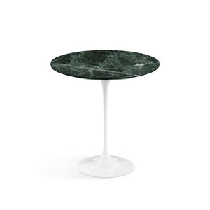 Saarinen Side Table - 20” Round side/end table Knoll White Verde Alpi marble, Shiny finish 