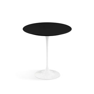 Saarinen Side Table - 20” Round side/end table Knoll White Black laminate, Satin finish 