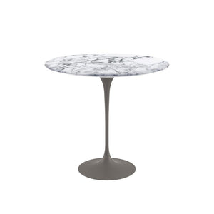 Saarinen Side Table - 22” Oval side/end table Knoll Grey Arabescato marble, Satin finish 