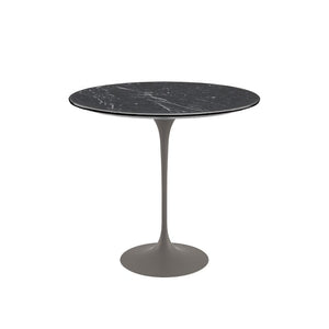 Saarinen Side Table - 22” Oval side/end table Knoll Grey Nero Marquina marble, Satin finish 