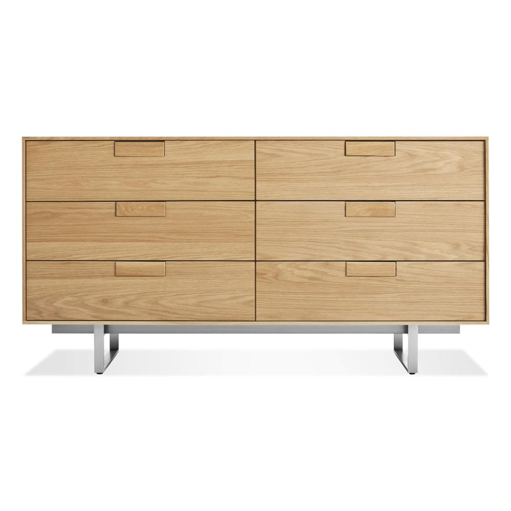 Series 11 6 Drawer Dresser storage BluDot White Oak / Stainless Steel