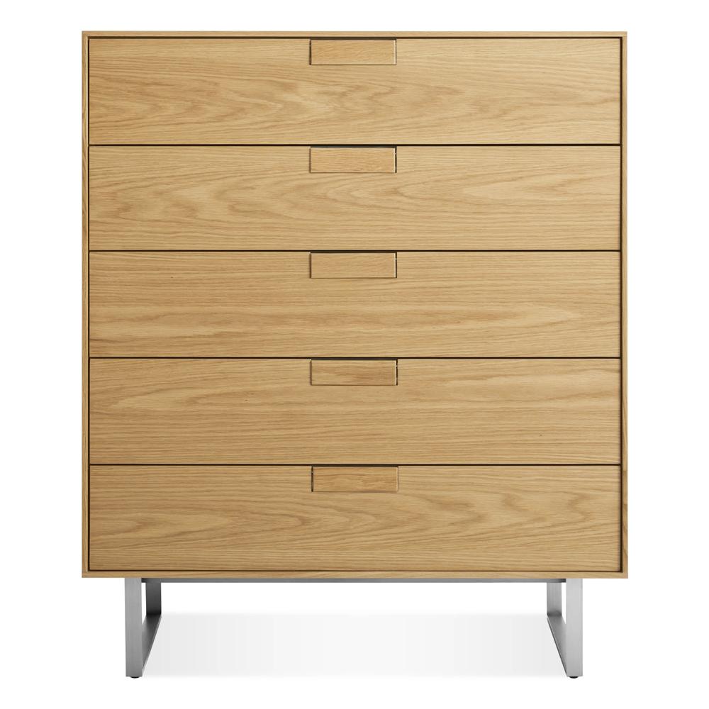 Series 11 Five Drawer Dresser storage BluDot White Oak / Stainless Steel