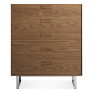 Series 11 Five Drawer Dresser storage BluDot Walnut / Stainless Steel 