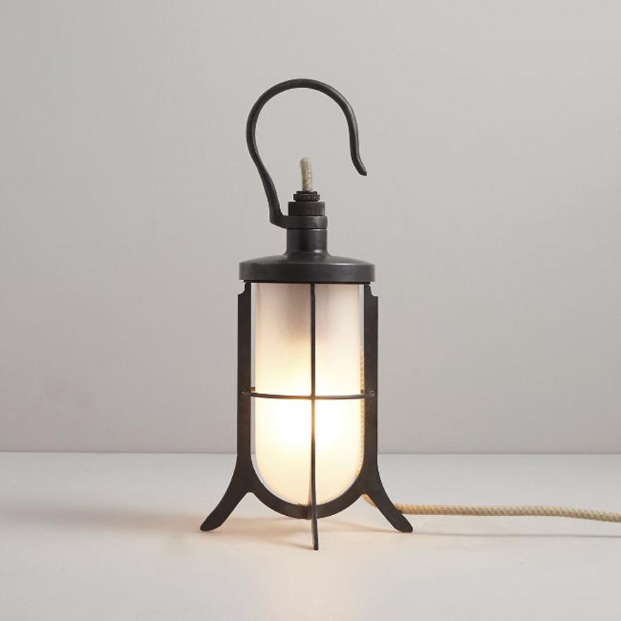 Ship’s Hook Table Light Table Lamps Original BTC Weathered Brass/Frosted Glass