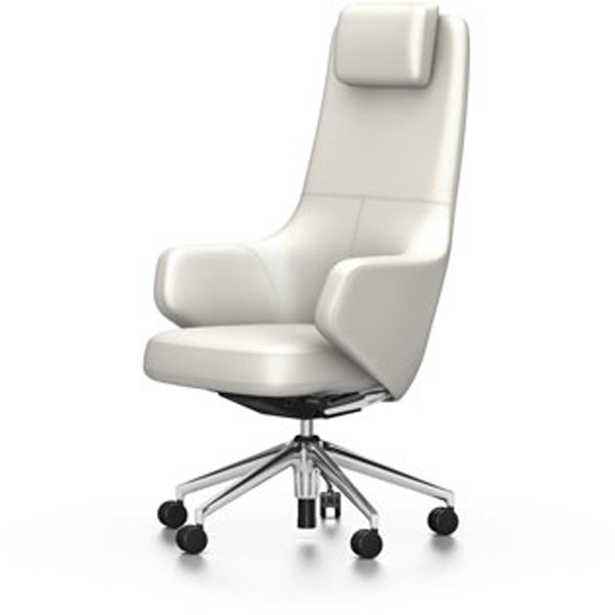 Grand executive highback chair task chair Vitra Leather - Snow Hard castors for carpet