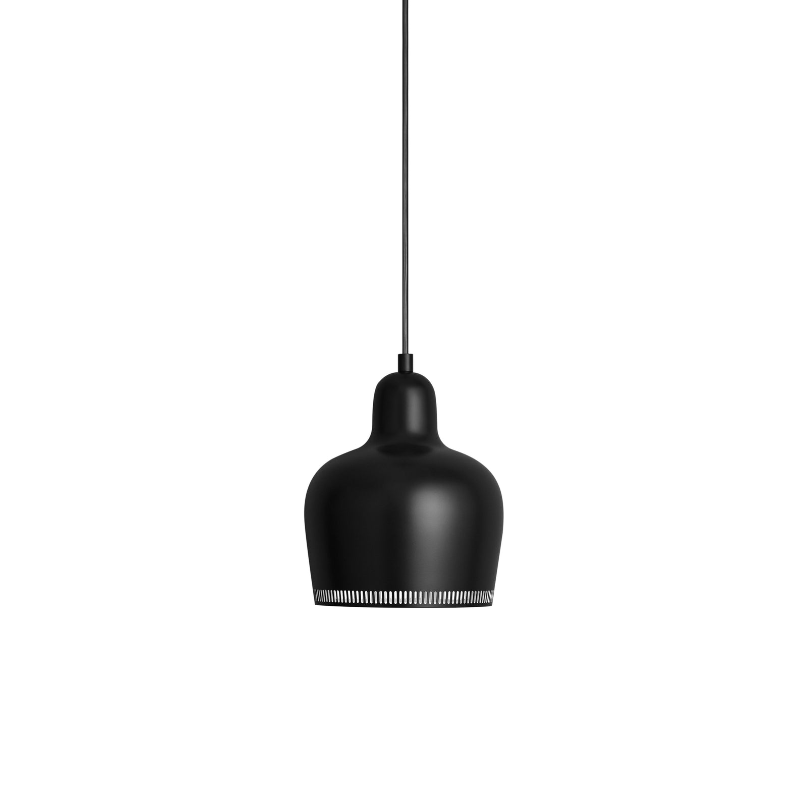 Golden Bell Savoy - A330S - Brass hanging lamps Artek Black Steel Shade/Inside White Coated/Black Plastic Cable