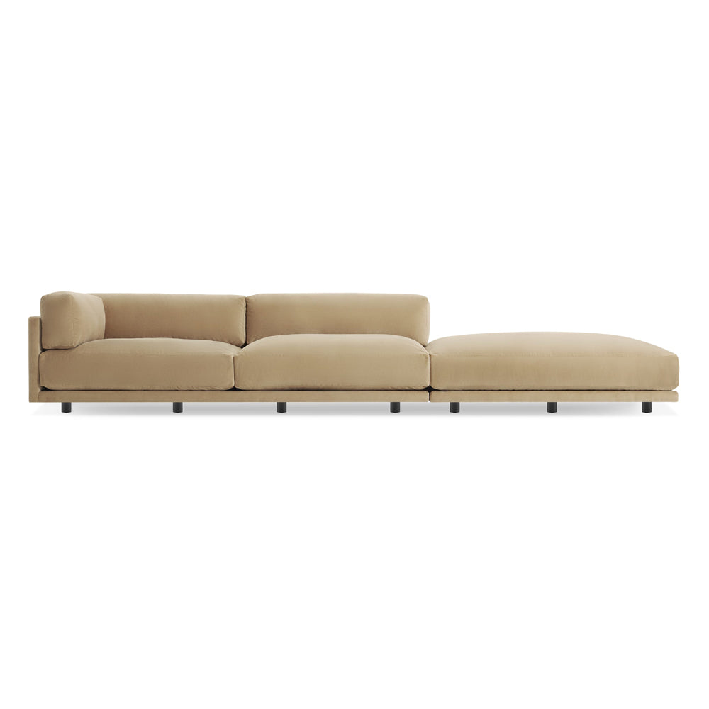 Sunday Long and Low Sectional Sofa Sofa BluDot Left Camel Velvet