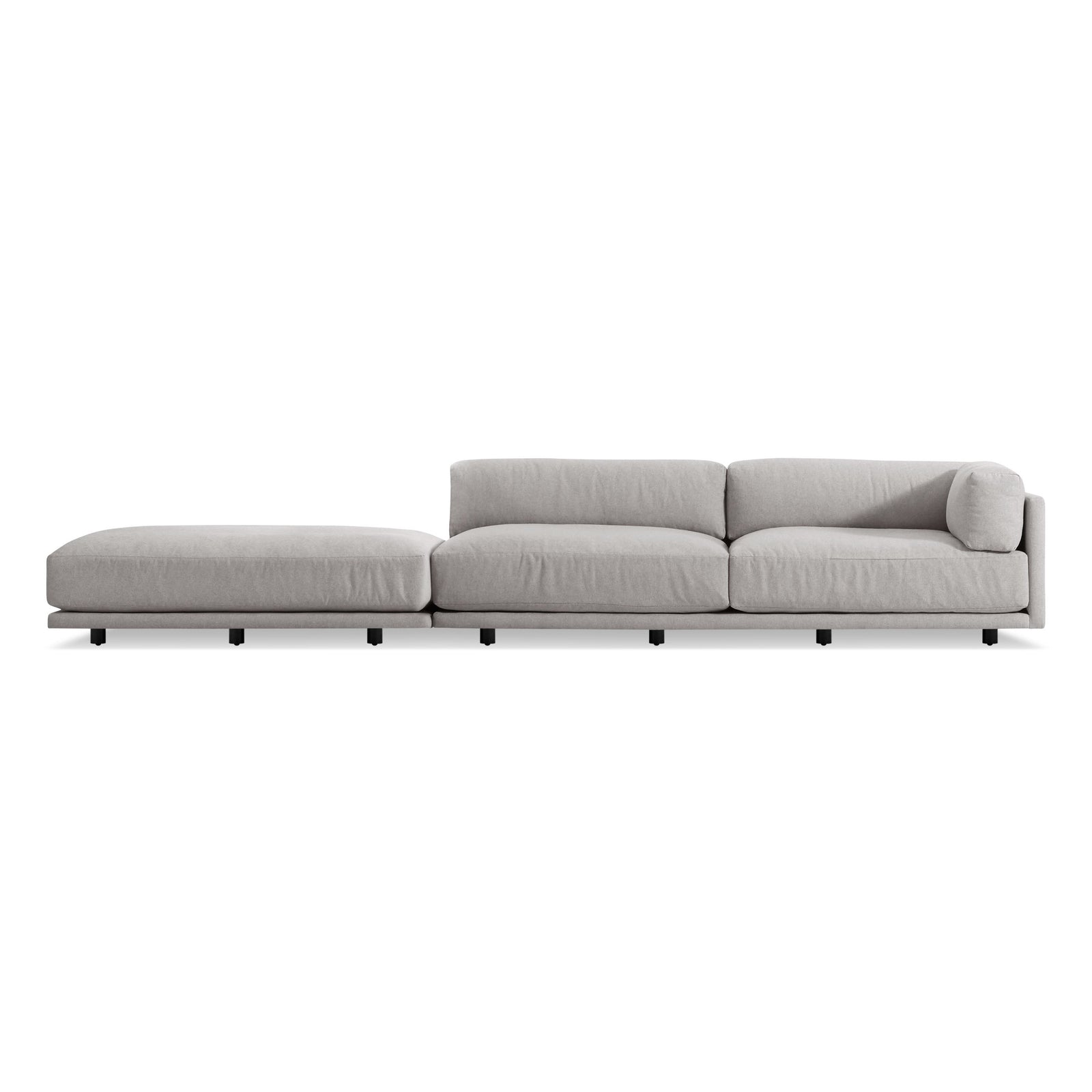 Sunday Long and Low Sectional Sofa Sofa BluDot Right Arm Agnew Grey