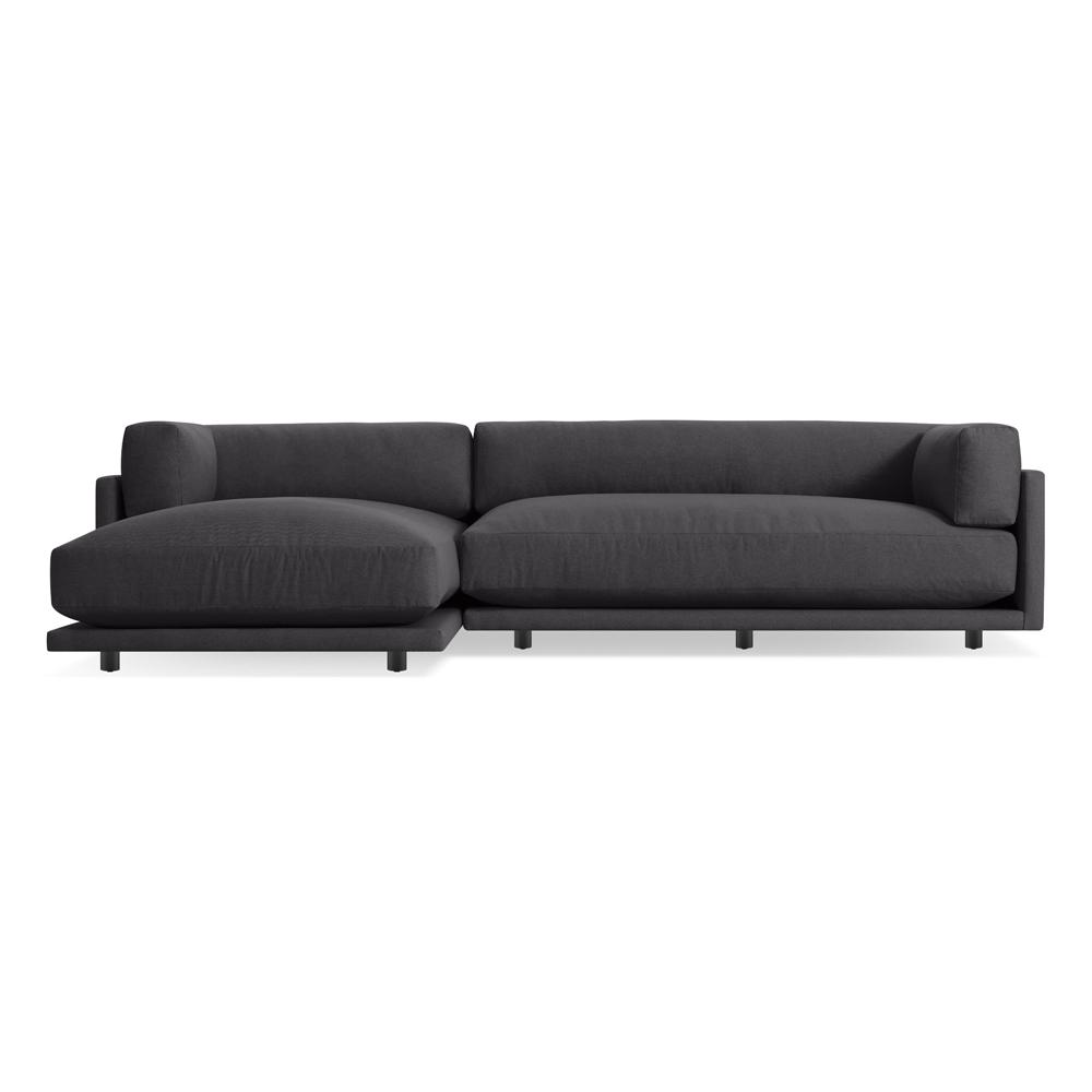 Sunday Small Sofa with Chaise Sofa BluDot Makada Charcoal Left Chaise