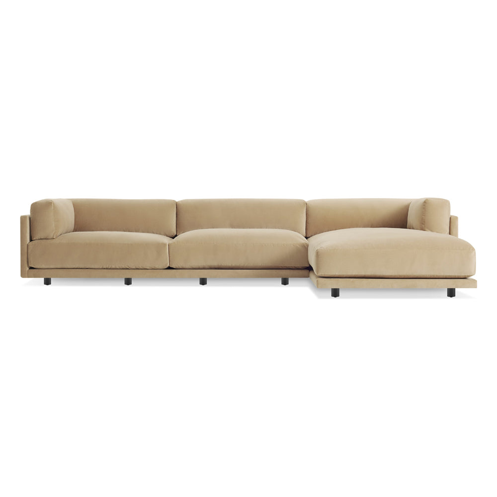 Sunday Sofa w/ Chaise Sofa BluDot Right Arm Camel Velvet