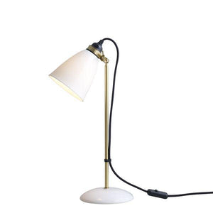 Hector 30 Medium Dome Table Light Table Lamps Original BTC Satin Brass Natural with Black Cable 