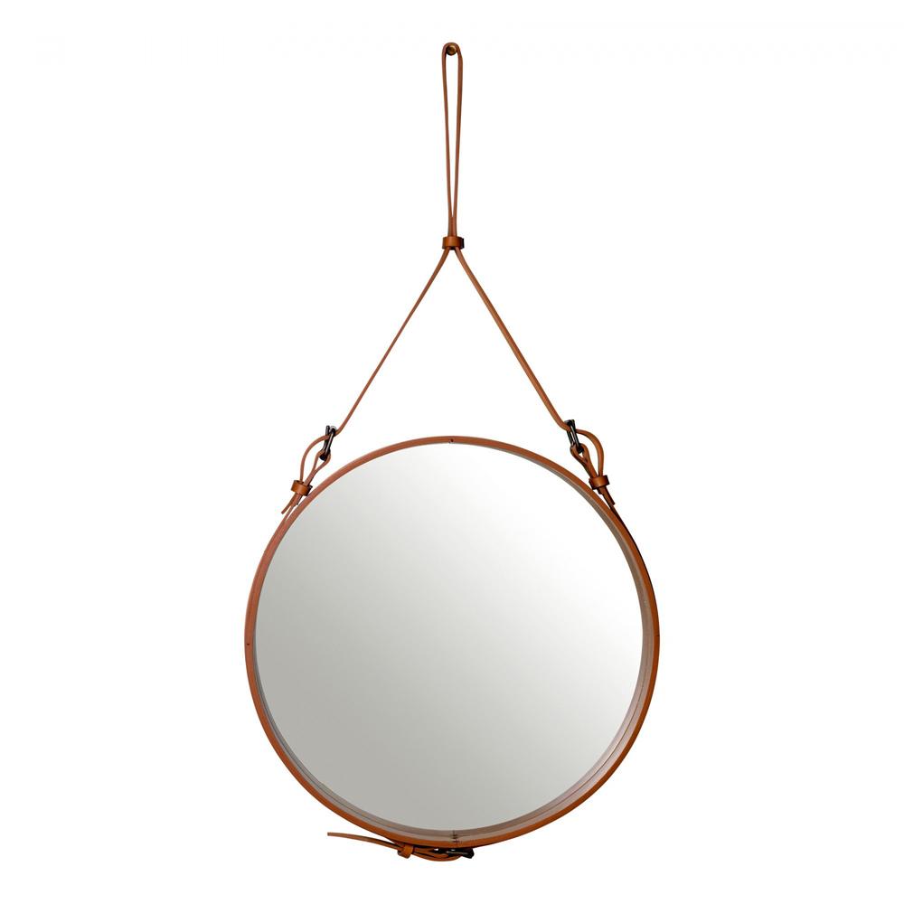 Adnet Circulaire Mirror mirror Gubi Medium Tan Leather