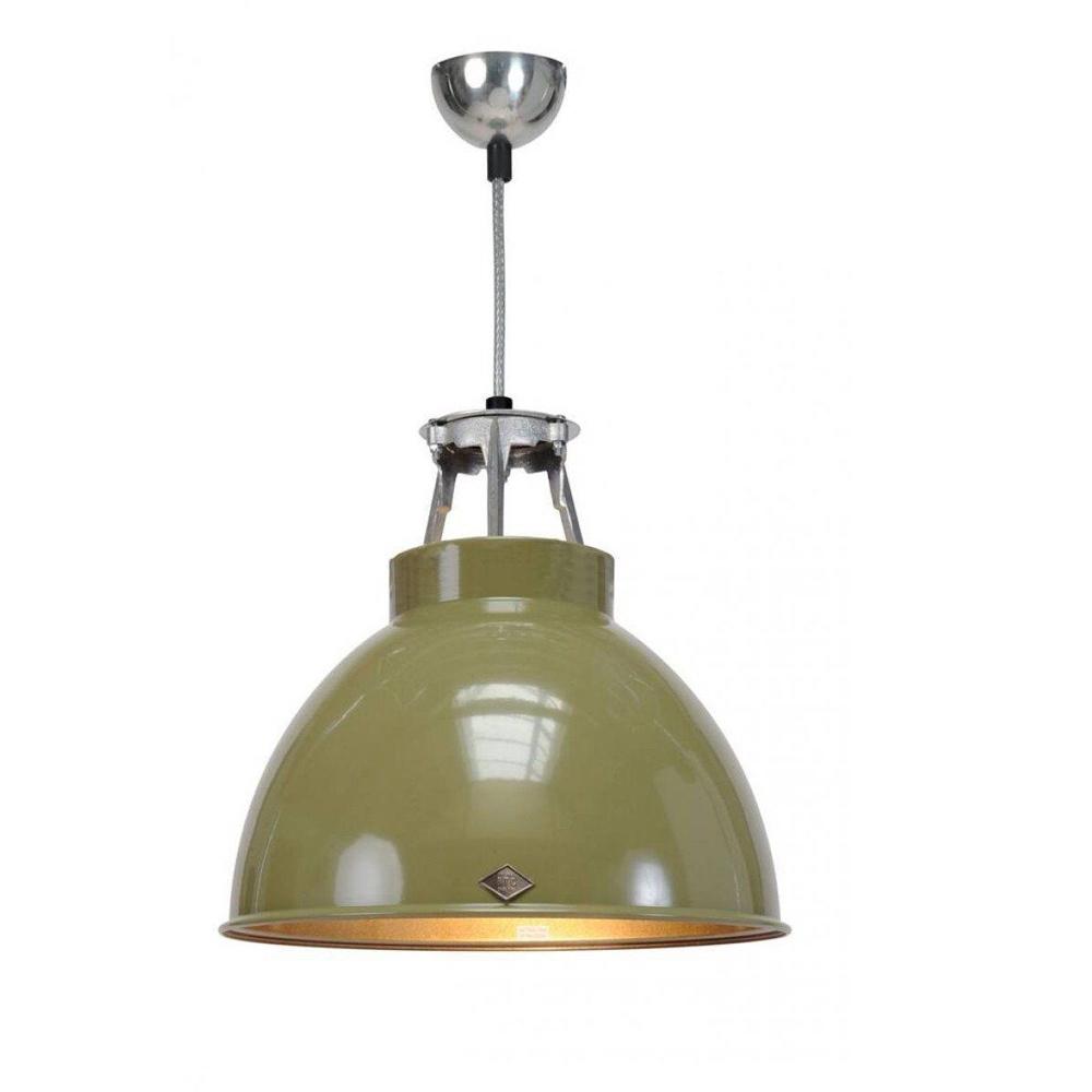 Titan Size 1 Pendant Light suspension lamps Original BTC Olive Green with White Interior