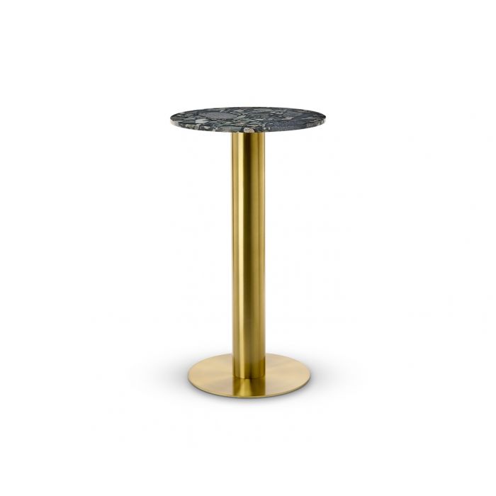 Tube High Table Dining Tables Tom Dixon Brass Base/Pebble Marble Small: 600 MM