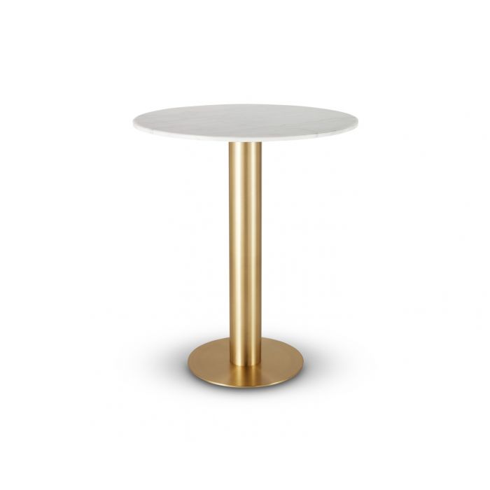 Tube High Table Dining Tables Tom Dixon Brass Base/White Marble Large: 900 MM