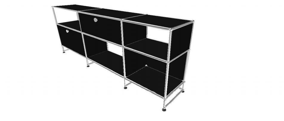 USM Haller TV Media - 6 asymmetrical compartments - 1.11 storage USM Graphite Black