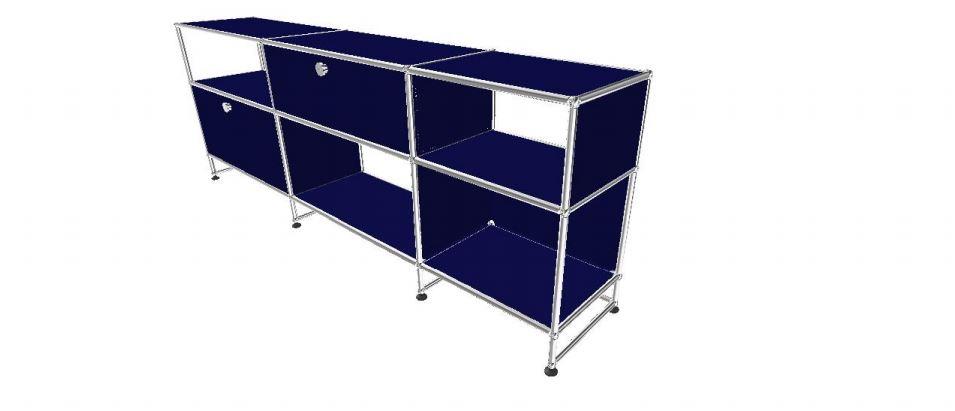 USM Haller TV Media - 6 asymmetrical compartments - 1.11 storage USM Steel Blue