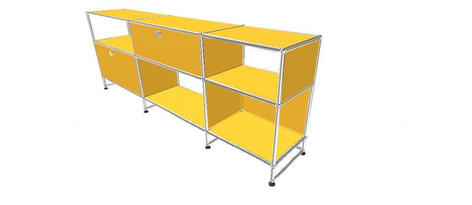 USM Haller TV Media - 6 asymmetrical compartments - 1.11 storage USM Golden Yellow