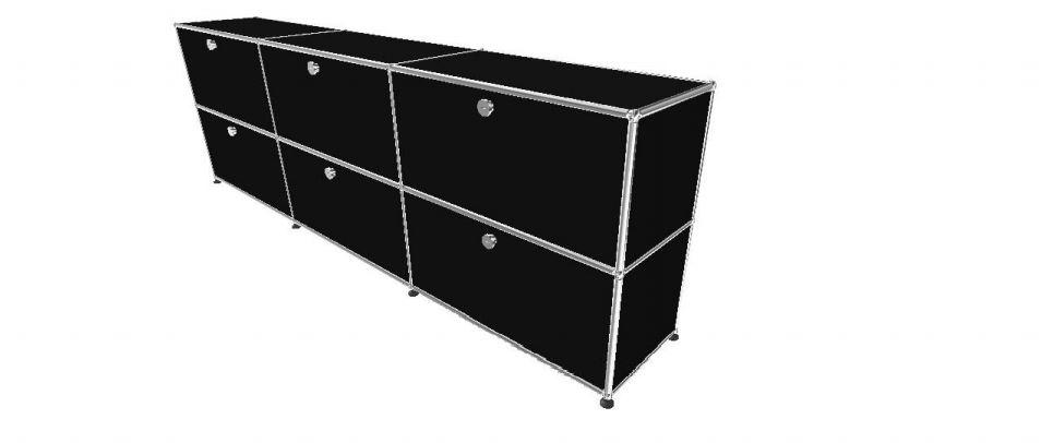 USM Haller Credenza - 6 compartments 1.5 storage USM Graphite Black