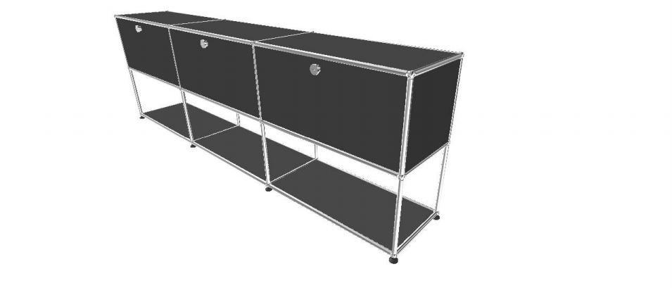 USM Haller Credenza - 6 compartments - 3 open -3 closed - 1.6 storage USM Anthracite Gray