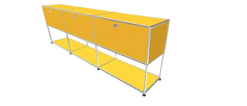 USM Haller Credenza - 6 compartments - 3 open -3 closed - 1.6 storage USM Golden Yellow