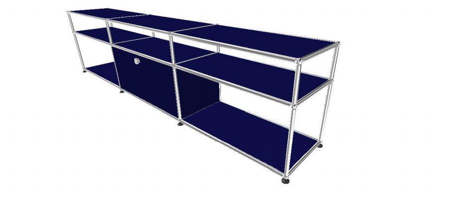 USM Haller TV Media - 6 compartments - 1.9 storage USM Steel Blue