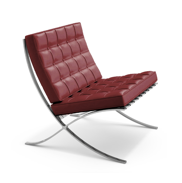 Barcelona Chair lounge chair Knoll chrome plated Volo Garnet